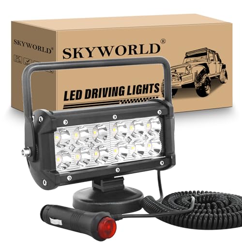 SKYWORLD Magnetic Led Work Light 12V, 1PCS 7 Inch 36W Spot Off Road Driving Fog Lamp, Portable Magnetic Base Holder for Car SUV Trailer Tractor Truck Engineering Maintenance Garage Camping - size: 7 Inch 36W Spot