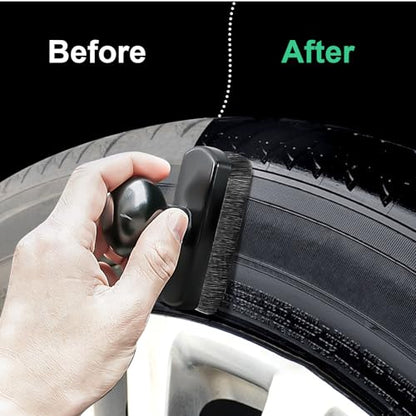 UNIMEIX Tire Shine Applicator Brush Large Vegan Tire Shine Brush with Storage Stand for Vehicles Tire Shine Polish Wax and Car Wash - color: Black