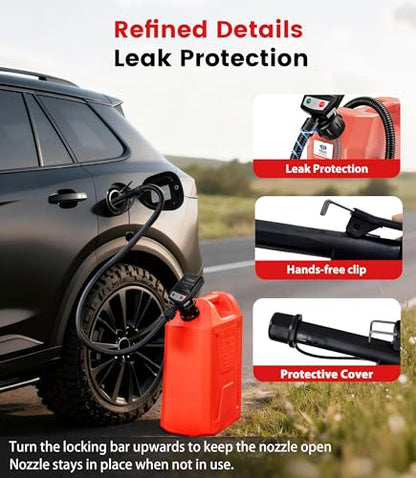 3.8GPM Automatic Electric Fuel Transfer Pump with Auto-Stop, USB Charging 51" Hose 4 Size Adapters Gas Can Pump with Leak Protection for Gasoline, Diesel, Kerosene, Black 2nd Gen - color: 3.8 GPM With Auto-Stop Nozzle