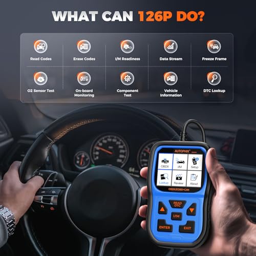 AUTOPHIX OM126P+ OBD2 Scanner, Check Engine Light Code Reader, Car Code Scanner for Automotive Diagnostic, Read & Clear Fault Code, Pass Smog Test, Live Data, for All US Cars After 1996 - color: Blue