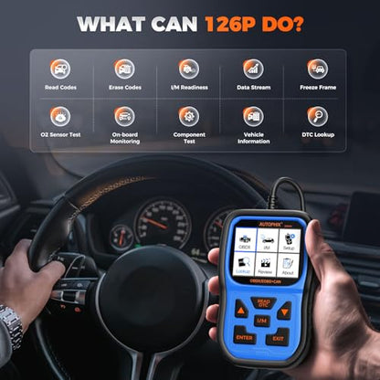 AUTOPHIX OM126P+ OBD2 Scanner, Check Engine Light Code Reader, Car Code Scanner for Automotive Diagnostic, Read & Clear Fault Code, Pass Smog Test, Live Data, for All US Cars After 1996 - color: Blue