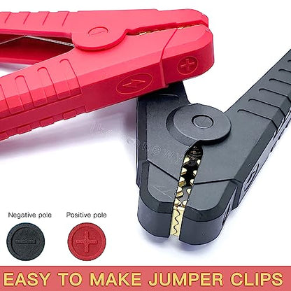 Car Battery Jumper Cable Clamps brass Insulated Alligator Clips Black & Red Boot Metal Spring Loaded Electric Test Clips 200A For Automotive Car Boat(lkelyonewy)