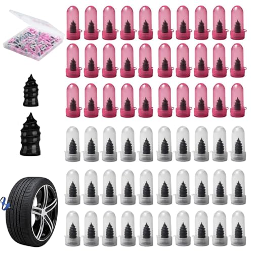 Kzoom 60PCS Tire Screw Plug Repair Kit,Self-Service Tire Repair Kit for Quick Repairs, Self-Service Tire Repair Rubber Nail Kit for Patching Punctures in Vacuum Tires of Cars, Motorcycles