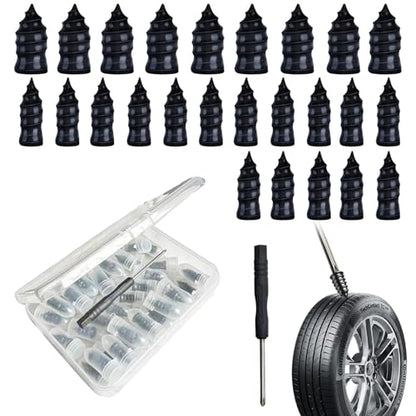 40 PCS Tire Repair Rubber Nails Kit with 2 Sizes, Screw in Tire Repair Plugs with Box and Screwdriver, Fast Self-Service Tire Repair Tools, Tire Screw Plug Repair Kit