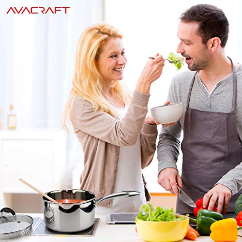 AVACRAFT Tri-Ply Stainless Steel Saucepan with Glass Strainer Lid, Two Side Spouts, Multipurpose Sauce Pan with Lid, Sauce Pot, Cooking Pot (Tri-Ply Full Body, 3.5 Quart) - size: 3.5 Quarts
