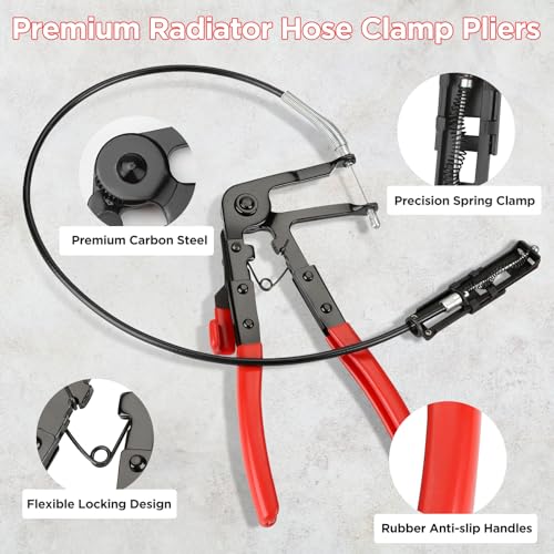 BETOOLL 5pcs Wire Long Reach Hose Clamp Pliers Set Fuel Oil Water Hose Auto Tools