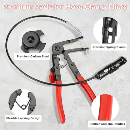 BETOOLL 5pcs Wire Long Reach Hose Clamp Pliers Set Fuel Oil Water Hose Auto Tools