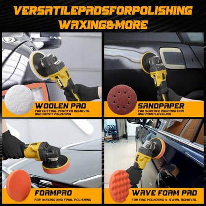 Cordless Buffer Polisher for Car Detailing,7230 RPM Car Buffer Polisher,21V 4.0Ah Li-ion Battery,Cordless Polisher With 29 PCS Car Detailing Kit,for Polishing, Waxing, Boat Sanding, Scratch Removing