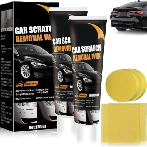 Scratch Remover for Vehicles - Car Paint Scratch Remover with Sponge & Wipe, Car Scratch Repair Kit for All Color, Auto Detailing Polish for Light to Deep Scratches (2PCS)