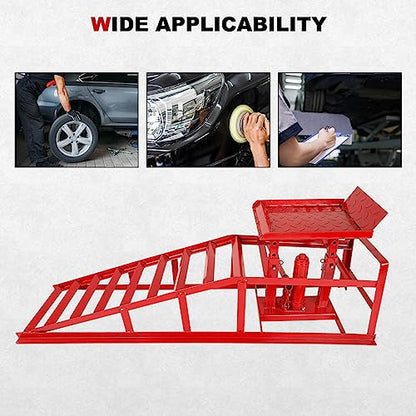 2 Pack Hydraulic Car Ramps 5T 10000lbs Low Profile Car Lift Service Ramps Truck Trailer Garage,Height Hydraulic Vehicle Ramps (Red) - color: Red, size: 2 Pack