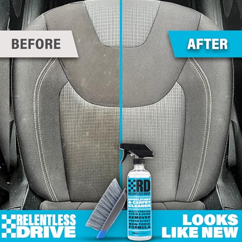 Relentless Drive Car Carpet & Upholstery Cleaner Kit – Seat Cleaner | Car seat shampoo, upholstery stain remover, carpet cleaning kit with brush