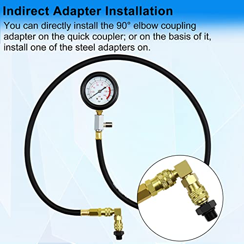 JoyFans Oil Pressure Tester Tool, 0-140PSI Oil Pressure Gauge Kit for Fuel System Mechanical Sensor Engine Cylinder Compression Test with Hose Adapters for Cars ATVs Trucks Use Black Case - color: Black Suitcase