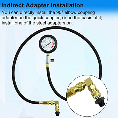 JoyFans Oil Pressure Tester Tool, 0-140PSI Oil Pressure Gauge Kit for Fuel System Mechanical Sensor Engine Cylinder Compression Test with Hose Adapters for Cars ATVs Trucks Use Black Case - color: Black Suitcase