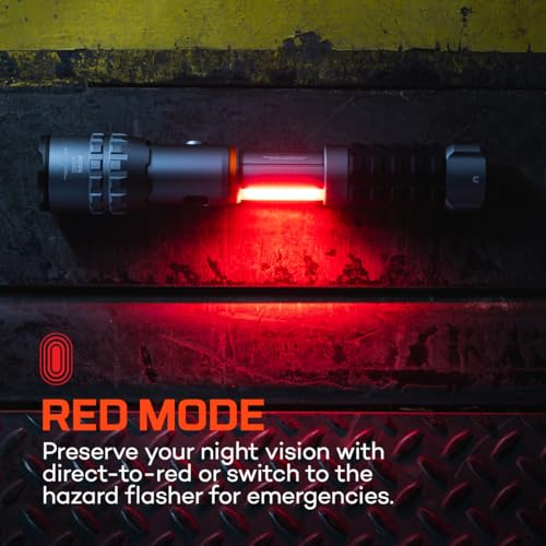 NEBO SLYDE King 4K Flashlight | Powerful 4000 Lumen LED Flashlight & 1000 Lumen COB Work Light, USB Rechargeable, IPX7 Waterproof, Magnetic Base, Zoomable, Super Bright Tactical Handheld Light - Gray - color: 4000 Lumens- Gray