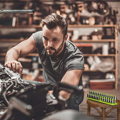 Olsa Tools SAE (Green) & Metric (Black) Socket Storage Trays - 6 Piece Set | 1/4-Inch, 3/8-Inch, 1/2-Inch Drive - Professional Quality Tool Organizer - Professional Grade - Part: 1055