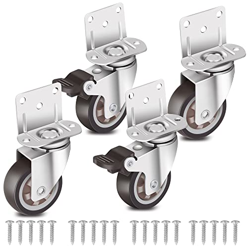 Nefish Side Mount Casters 2 Inch L-Shaped Small Rubber Caster Set of 4, Ball Bearing 360 Degree Plate Swivel Castors Wheel 600 LBS, Casters Wheels for Furniture, Baby Bed, Kitchen, Cabinet, Table - style: 2 Inch L-shape Casters