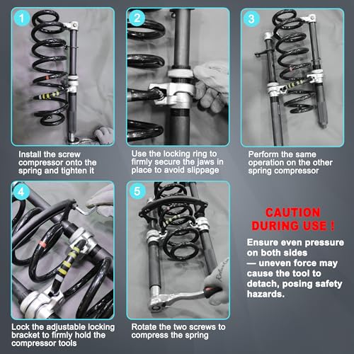 ReluxGo Coil Spring Compressor Tool Automotive 2 pcs Heavy Duty Macpherson Strut Spring Compressor Set with Safety Bracket for Car Truck ATV UTV, 2200 LB Capacity, Coil Spring Compression Tool - size: 3PCS Spring Compressor Set