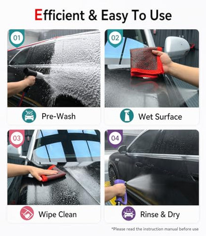 3-in-1 Clay Towel Kit for Car Detailing, 12" x 12" Clay Towels & Clay Mitt, Upgraded Rubber Polymer Coating, Synthetic Clay Bar Alternative, Remove Iron Dust, Bugs, Tree Sap & Contaminants