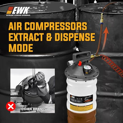 EWK 13.5L Heavy Duty Pneumatic Oil Extractor/Dispenser Pump, Fluid Vacuum Evacuator with Reinforced Tank, Oil Change Pump for Automotive Large Engines - size: 13.5L (With Reinforced Tank)