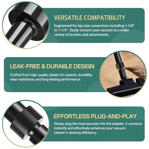 5PCS Universal Vacuum Hose Adapter Kit, 2-1/2" to 1-1/4" Plastic Vacuum Hose Port Adapter, Reducer & Converter, for Vacuum Cleaner - size: 2-1/2" to 1-1/4"