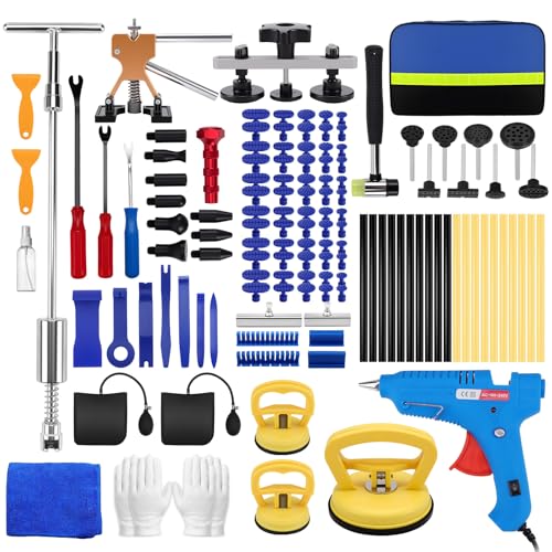 Dent Puller Kit 135Pcs 3-in-1 T-bar Slide Hammer Bridge Lifter | Paintless Dent Repair Kit, Hail Damage Removal, PDR Tool Kit, Car Body Repair, Slide Hammer Lifter, Fast Dent Remover