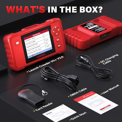 LAUNCH Creader VII+ V2.0 OBD2 Scanner Diagnostic Scan Tool, 2026 New Automotive Check ABS SRS Transmission and Engine Code Reader, 3 Reset Oil Service/Throttle Relearn/SAS Reset, Free Update