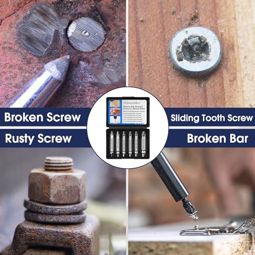 6Pcs Screw Extractor Set – Bolt Remover for Stripped & Rusty Screws | HSS 4341 Steel, 63 HRC Hardness, Fits 3-12mm, Easy 2-Step Use, Durable Case Included, for Mechanics & DIY, Silver - color: Silver