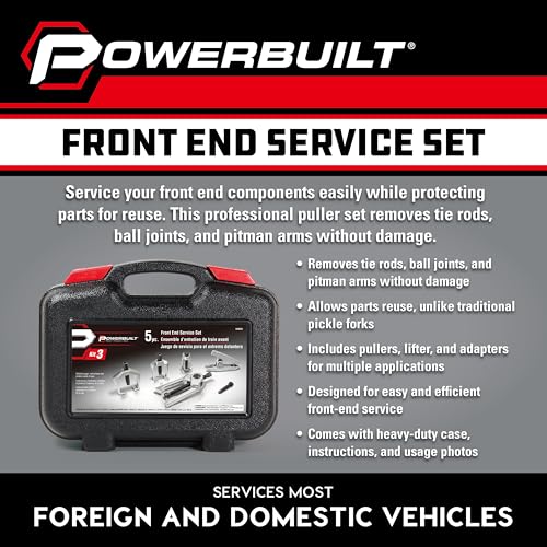 Powerbuilt Front End Vehicle Service Kit, Tie Rod End Puller, Car and Truck Ball Joint Remover, Pitman Arm puller 6 Piece 648626, Black - size: 6 Piece