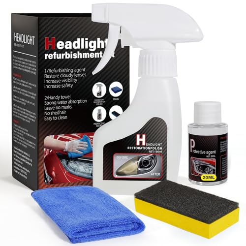 Advanced Car Headlight Restoration Kit: Ceramic Headlight Cleaner and Restorer Kit for Automotive Erase Yellowing & Oxidation - Car Light Cleaner Headlight Kit - Covers 4-5 Vehicle Treatments