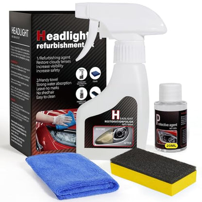 Advanced Car Headlight Restoration Kit: Ceramic Headlight Cleaner and Restorer Kit for Automotive Erase Yellowing & Oxidation - Car Light Cleaner Headlight Kit - Covers 4-5 Vehicle Treatments