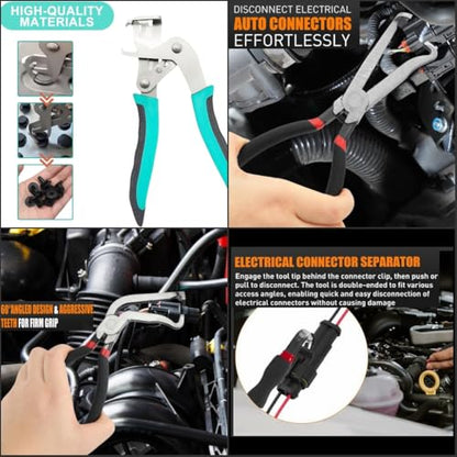 Car Clip Pliers/Disassembly Tools,Efficient Multi-Functional Automotive Snap Ring Pliers,Electrical Disconnect Pliers for Cars,Connector Separator Tool and Fuel line disconnect tool (4PCS) - color: Black