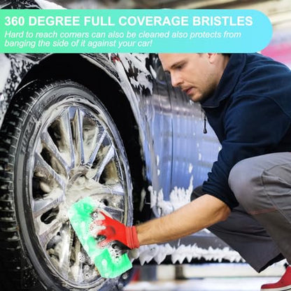 Vesici Car Wash Brush Head with Soft Detailing Bristle Flow Thru Car Cleaning Brush Exterior Car Wash Equipment for Auto Truck RV Boat Camper Washing, 10 Inch(Green,4 Pcs) - color: Green
