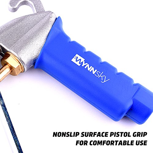 High Flow Air Blow Gun with 9 PCS Blower Tips, 6 inch Extensions, Needle and Rubber Tip, Xtreme Flow Nozzle, Adaptor, 120PSI Working Pressure, Air Compressor Accessories Kit, Cleaning Air Tool