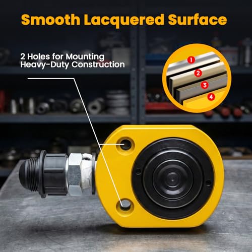 NEWTRY Hydraulic Ram Jack 10T Hydraulic Cylinder Low Profile Ram Jack Multi-Section 1” Stroke Lifting Cylinder Mini Portable for Machinery, Bridge, Construction - size: 10T