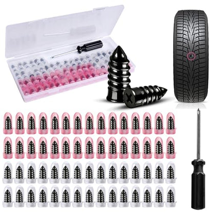60PCS Tire Repair Rubber Nail Kit Screw-in Tire Plugs with Screwdriver Portable Emergency Puncture Repair Tool for Car Motorcycle Truck and Tractor
