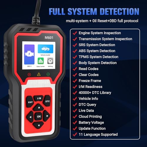 Enhanced OBD2 Scanner Diagnostic Tool - Enhanced Check Engine Code Reader with Reset, Full OBDII Functions & Live Data for All OBDII Cars 1996+，Home/DIY Scanner for car