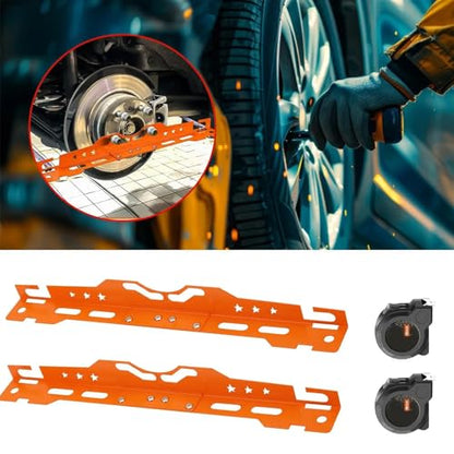 Wheel Alignment Tool with 2 Tape Measures Wrench | Rust-proof stainless. Measures camber/toe. Fits cars, SUVs, trucks w/ 14/16mm nuts. Orange. - color: Orange