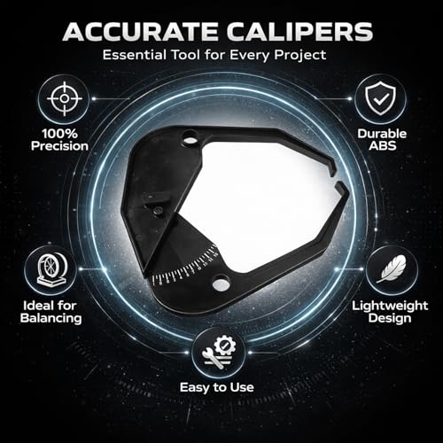 Car Wheel Balancer Caliper, ABS Plastic Rim Width Measuring Tool, Tire Scale Black - Durable Construction, Easy Read Scale, Portable for Automotive Repair