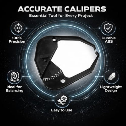 Car Wheel Balancer Caliper, ABS Plastic Rim Width Measuring Tool, Tire Scale Black - Durable Construction, Easy Read Scale, Portable for Automotive Repair