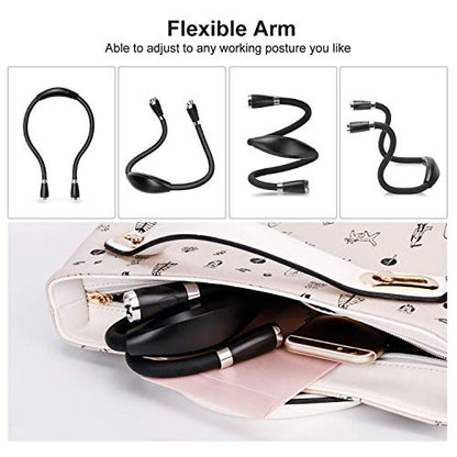 LED Neck Book Light USB Rechargeable, Hands Free, 4 Super Bright LED Bulbs, 3 Adjustable Brightness, Best for Reading in Bed, Knitting, Walking, Jogging, Mending in Night (Black) - color: Black