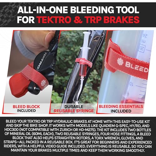 BleedZone Pro Tektro TRP Brake Bleed Kit with 120ml Mineral Oil, Hydraulic Bike Brake Bleeder Kit for Tektro & TRP Brakes, Reusable Bleeding Tools, Syringe & Hose MTB Bicycle Hydraulic Maintenance - style: Pro