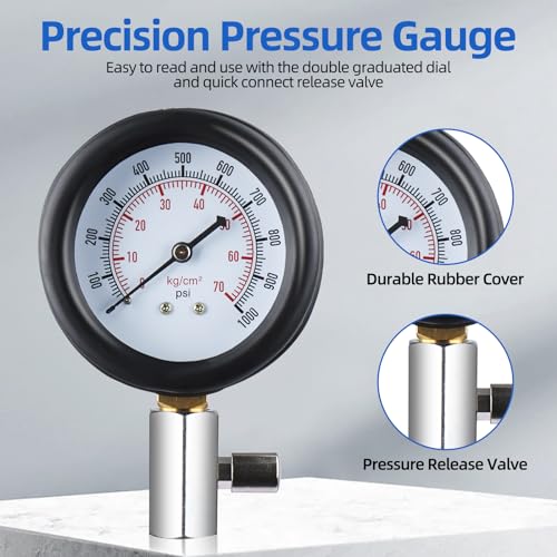 8MILELAKE 1000psi Diesel Direct & Indirect Engine Compression Pressure Tester Gauge Test Tool Kit