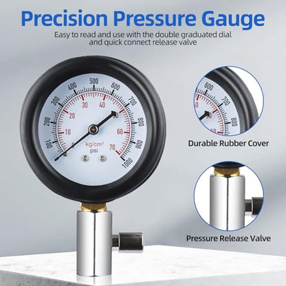 8MILELAKE 1000psi Diesel Direct & Indirect Engine Compression Pressure Tester Gauge Test Tool Kit