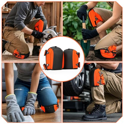 Professional Knee Pads, Heavy Duty Foam Padding, Anti-Slip Gardening Knee Pads with Adjustable Straps and Easy-Fix Clips for Construction Flooring Plumbing Cleaning