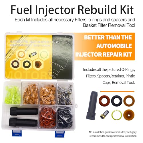 HiSport Fuel Injector Rebuild Service Repair Kits - O rings, Spacers, Pintle Caps, Micro Basket Filters + Removal Tool (100set/box)