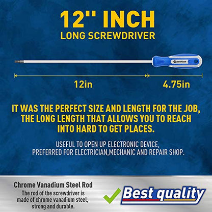 Amartisan 6-Piece Extra Long Torx Screwdrivers Set, length 12''(300mm) T10 - T30, Long Long star Screwdrivers Set - style: Long Torx Screwdrivers