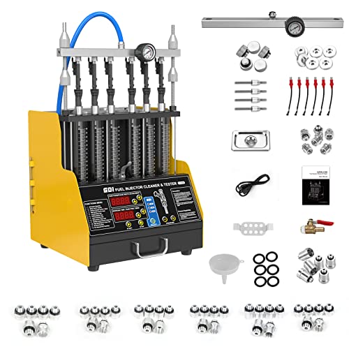 CT400 Fuel Injector Cleaner Tester Machine for GDI EFI FSI PIEZO Gasoline Injectors, 6-Injector Ultrasonic Cleaning and Testing Machine, 12/70/120V Injector Drive, 12 Functions, 110V
