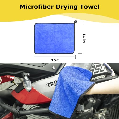 focopot Motorcycle Cleaning Kit 6 Pack with Easy Reach Brush,Tire Brush,Wool Wash Mitt,Chain Brush,Detailing Brush and Microfiber Towel for Cleaning Motorcycle Mudguard,Rims,Exhaust,Frame