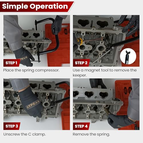 ATPEAM Auto Valve Spring Compressor C Clamp Tool Set Suitable for Motorcycle, ATV, Car, Small Engine Vehicle Equipment