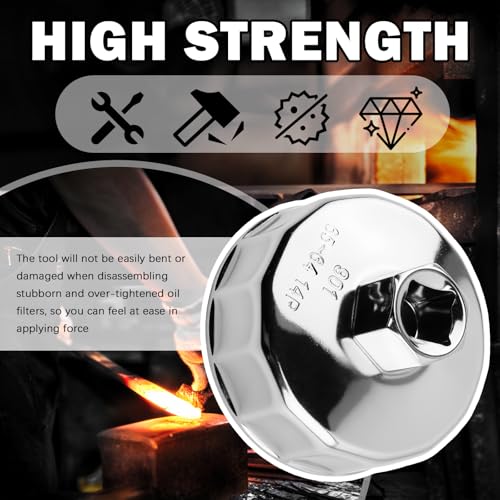 64-65mm Oil Filter Wrench Driven by 1/2" Tool,14 Flute Car Oil Filter Tool Compatible with Honda Nissan Acura,Sturdy Car Oils Filters Removal Tools Automotive Tools